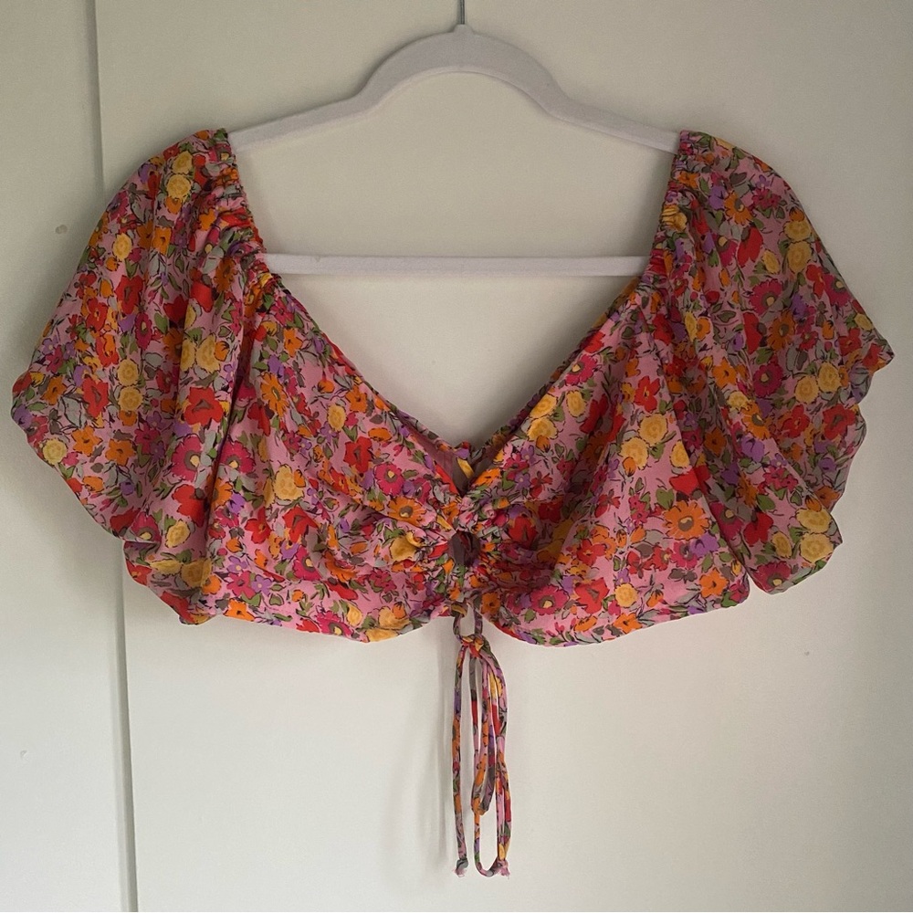Wild Fable Cropped Pink Floral Top